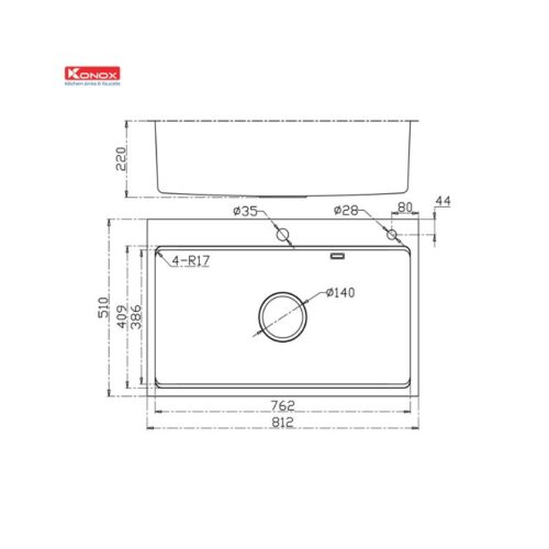 Chậu rửa bát chống xước Konox Top Mount Sink KN8151TS Dekor Basic (1)
