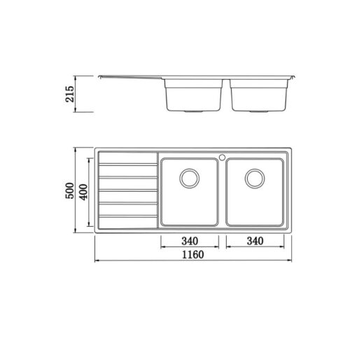 Chậu rửa bát Konox European sink Premium KS11650 2B – Bàn trái 3 Chậu rửa bát Konox European sink Premium KS11650 2B – Bàn trái (1)