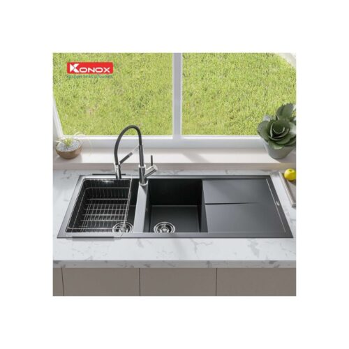 Chậu rửa bát Konox Granite Sink Livello Smart 1160 – Black (4)