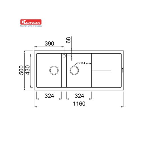 Chậu rửa bát Konox Granite Sink Livello Smart 1160 – Grey (1)