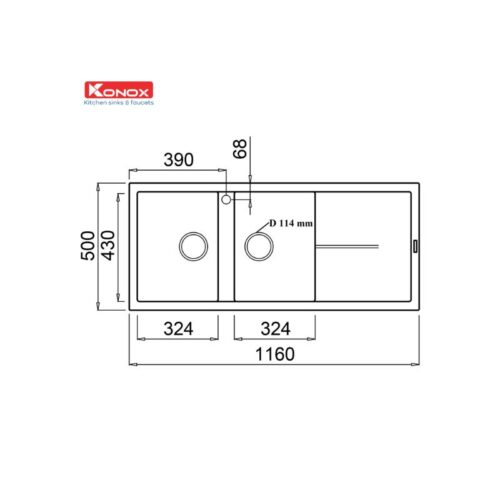 Chậu rửa bát Konox Granite Sink Livello Smart 1160 – White Silver (1)