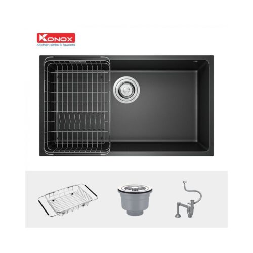Chậu rửa bát Konox Granite Sink Naros 760S – Black(2)