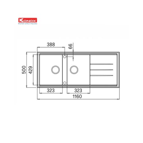 Chậu rửa bát Konox Granite Sink Phoenix 1160 – Grey (1)