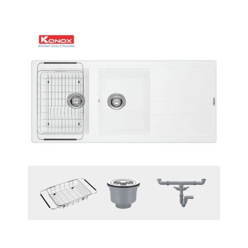 Chậu rửa bát Konox Granite Sink Phoenix 1160 – White Silver (2)