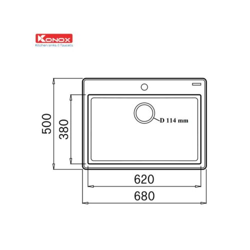 Chậu rửa bát Konox Granite Sink Ruvita 680 – Grey (1)