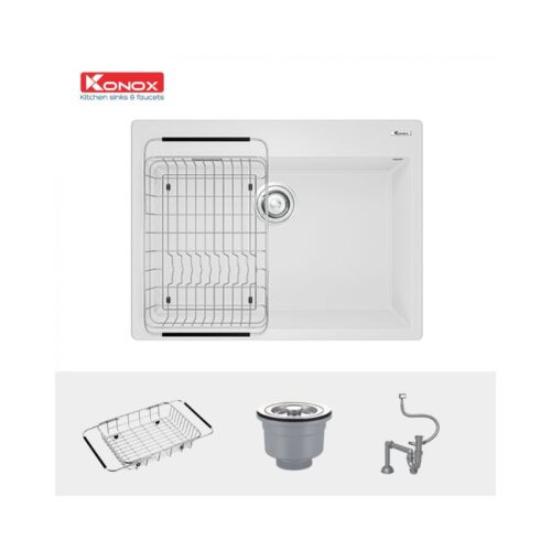 Chậu rửa bát Konox Granite Sink Ruvita 680 – White Silver (2)