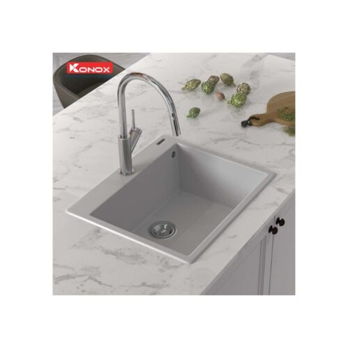 Chậu rửa bát Konox Granite Sink Ruvita 680 – White Silver (3)