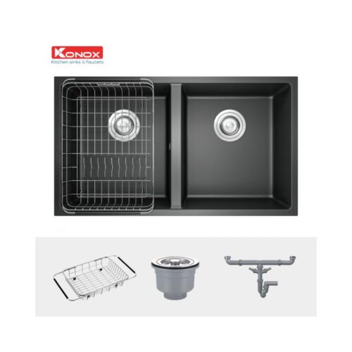 Chậu rửa bát Konox Granite Sink Veloci 760D – Black (2)