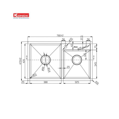 Chậu rửa bát Konox Overmount Sink KN7847DO 3 Chậu rửa bát Konox Overmount Sink KN7847DO(1)