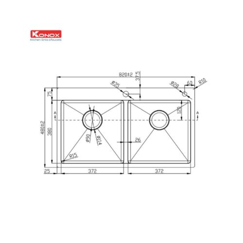 Chậu rửa bát Konox Overmount Sink KN8248DOB 3 Chậu rửa bát Konox Overmount Sink KN8248DOB(1)
