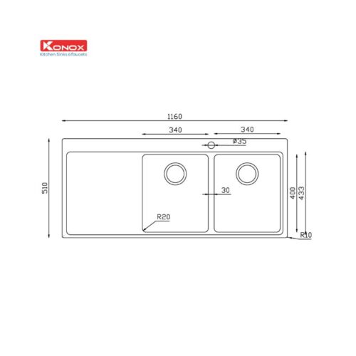 Chậu rửa bát Konox Turkey Sink Miro 1160(1)