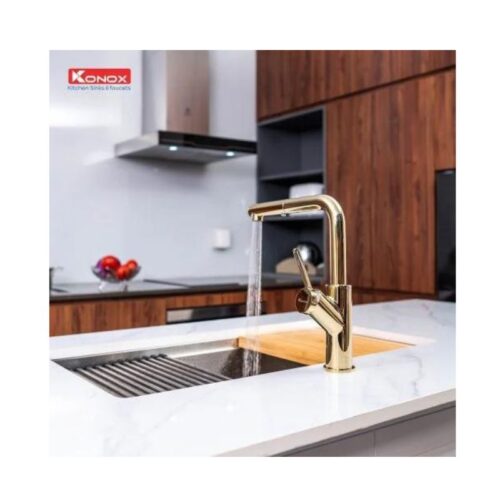 Vòi rửa bát dây rút Konox Artan Gold