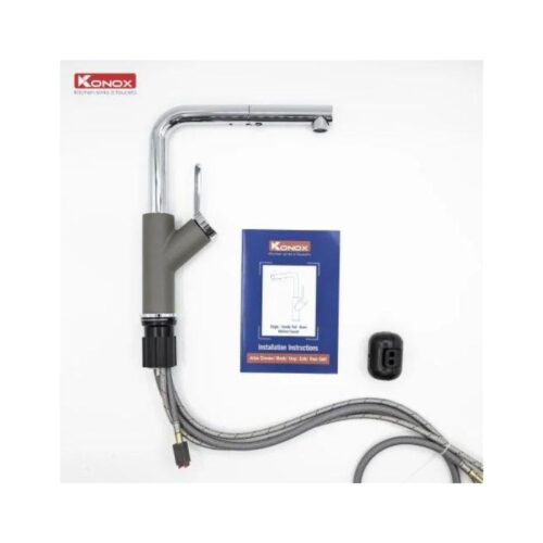 Vòi rửa bát dây rút Konox Artan Grey 4 Vòi rửa bát dây rút Konox Artan Grey