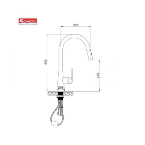 thông số kỹ thuật của Vòi rửa bát dây rút Konox Curva Grey