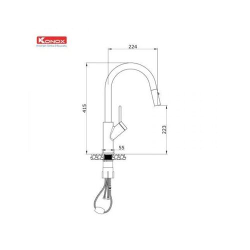 thông số kỹ thuật của Vòi rửa bát dây rút Konox Ponte Nickel