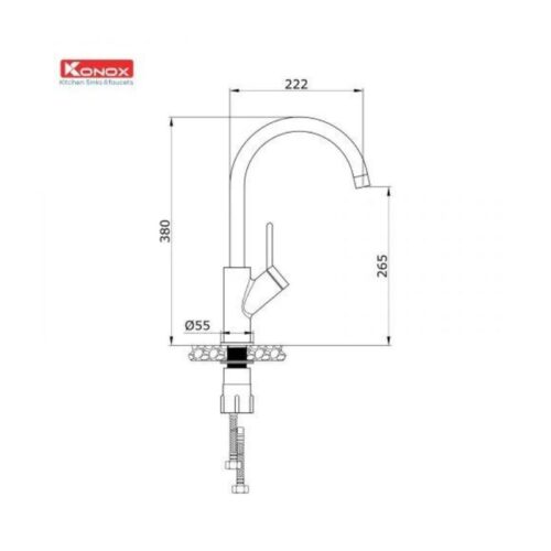 thông số kỹ thuật của Vòi rửa bát Konox Modo Grey