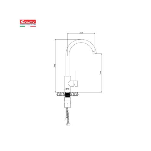 Vòi rửa bát nóng lạnh Konox Rio 3 Thiết kế của Vòi rửa bát nóng lạnh Konox Rio