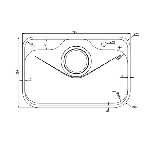 Chậu rửa bát inox 1 hố Konox Tari 7851SR 4 Kích thước chậu rửa bát inox 1 hố Konox Tari 7851SR