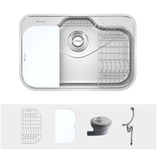 Chậu rửa bát inox 1 hố Konox Tari 7851SR 3 Trọn bộ Chậu rửa bát inox 1 hố Konox Tari 7851SR