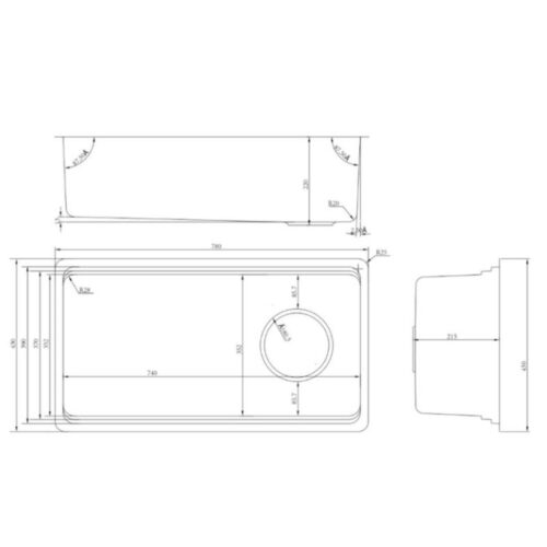 Kích thước chậu rửa bát Konox Tari 780SM