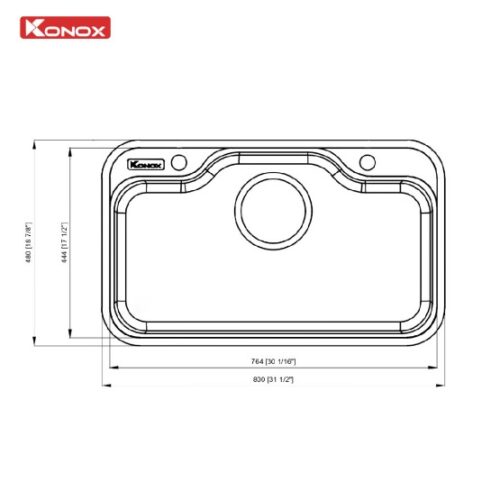 Chậu rửa bát Konox Dekor 8048SU 4 kich thuoc chau rua bat konox dekor 8048su