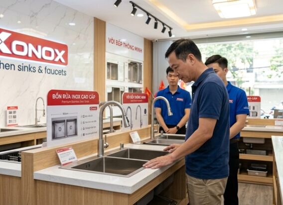 Cửa hàng Konox chính hãng tại Hồ Chí Minh – Điểm đến cho không gian bếp hiện đại 5 Konox kiểm tra chất lượng sản phẩm